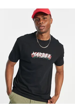 Marbek T-shirt nera con stampa del logo con rose