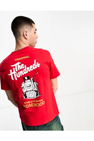 The Hundreds World Famous - T-shirt rossa con stampa sul petto e sulla schiena