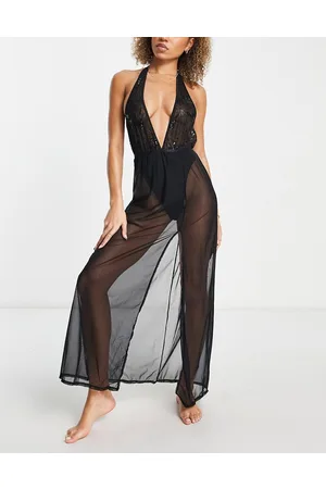 BlueBella Skylar - Camicia da notte nera taglio lungo