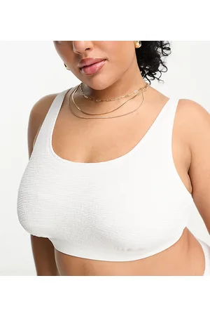 Ivory Rose Plus - Crop top bikini stropicciato con ferretto