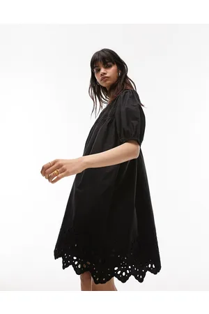 Topshop Vestito corto oversize con finiture in pizzo e coulisse