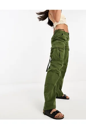 Superdry Pantaloni cargo vintage a vita bassa muschio