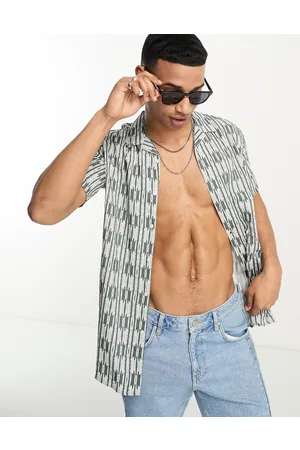 Le Breve Camicia stile resort grigia con colletto rever