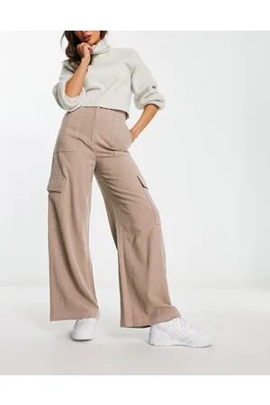 ASOS Pantaloni cargo color talpa in misto lino