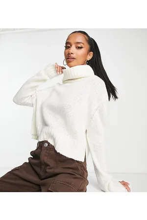 Brave Soul Petite - Cattio - Maglione con collo alto squadrato corto crema
