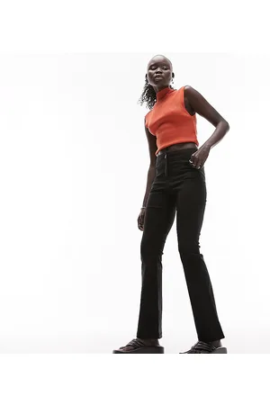 Topshop Pantaloni a zampa a vita alta in bengalina neri