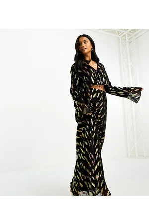 Never Fully Dressed Petite - Gonna lunga con foglie metallizzate in coordinato
