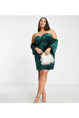 Forever New Vestito corto in velluto riccio color smeraldo con strass