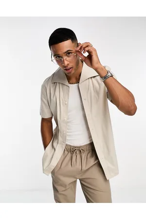 Harry Brown Camicia a maniche lunghe écru con rever
