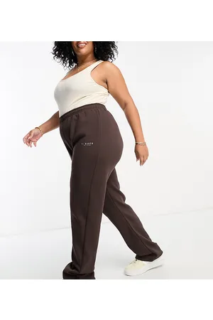 Il Sarto Il Sarto Plus - Joggers con fondo ampio marrone cioccolato in coordinato