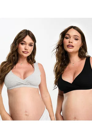 Lindex Esclusiva - Mom - Confezione da 2 reggiseni per allattamento grigio e nero