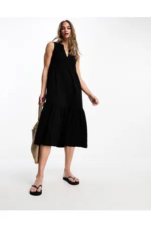 Whistles Vestito midi senza maniche in jersey a balze