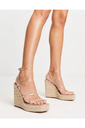 Madden Girl Hillaire - Sandali trasparenti con tacco e zeppa in rafia