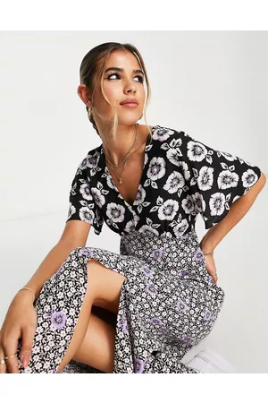 New Look Vestito midi con spacco laterale a fiori misti
