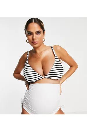 Wolf & Whistle Esclusiva Maternity - Top bikini a triangolo a righe testurizzato