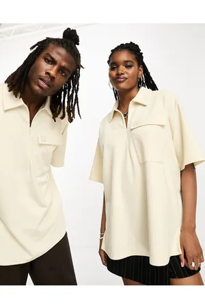 IIQUAL Polo unisex crema con zip