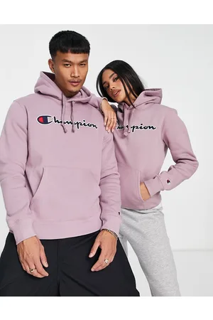 Champion Felpa unisex lilla con cappuccio con logo grande