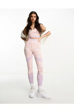 Miss Selfridge Leggings in pannelli misti con stampa a fiori in coordinato