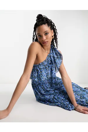 Whistles Vestito midi monospalla a balze intenso a fiori