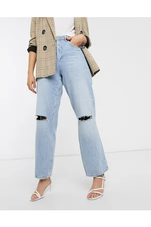 ASOS Jeans vita alta dad fit comodi lavaggio chiaro vintage con strappi