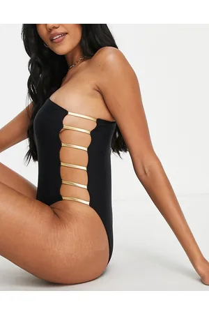 Love & Other Things Costume da bagno monospalla e oro con cut-out laterale