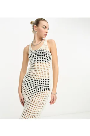 COLLUSION Vestito midi da mare con scollo rotondo all