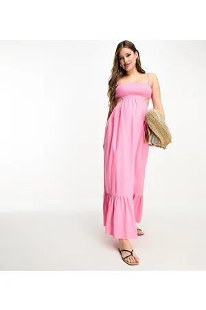 The Frolic Maternity - Vestito estivo lungo rosa limonata con cut-out