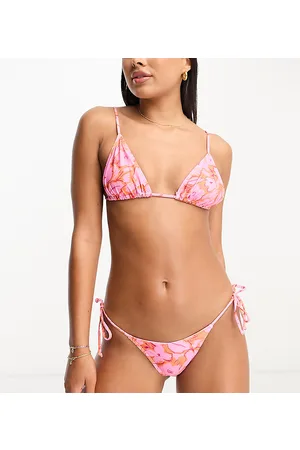 Reclaimed Slip bikini a triangolo a fiori rosa