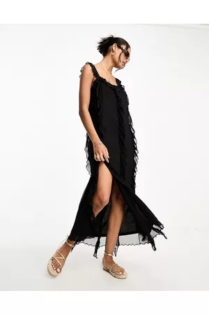 Monki Vestito midi in rete con volant