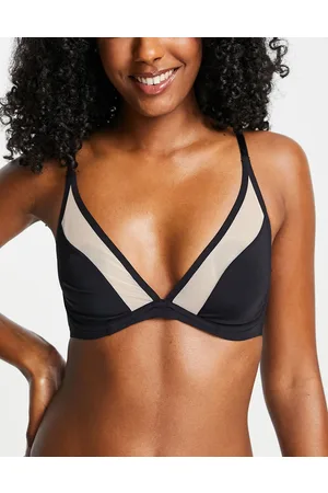 Dorina Neve - Reggiseno con scollo profondo senza imbottitura ad apice alto con inserto in rete