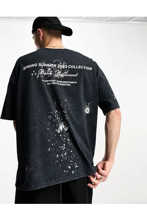 Good For Nothing T-shirt oversize nera con lavaggio acido e stampa di aquila vintage