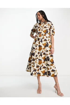 Whistles Vestito camicia taglio lungo con stampa pezzata
