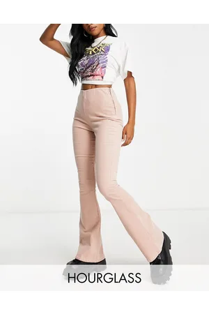ASOS Hourglass - Pantaloni a fondo ampio a coste color cipria