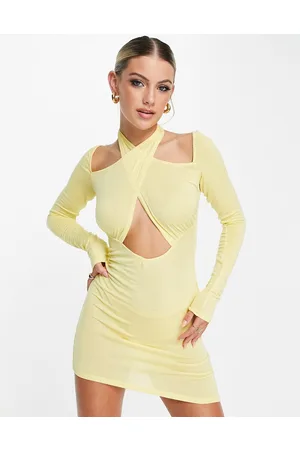 AsYou Vestito da mare a maniche lunghe con scollo incrociato