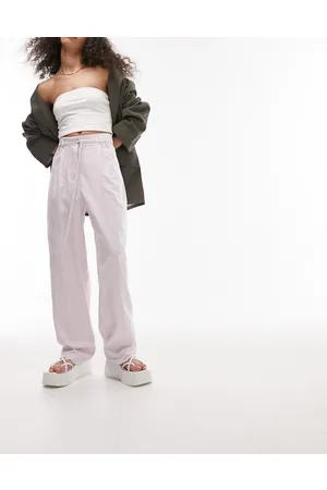 Topshop Pantaloni affusolati lilla in misto lino