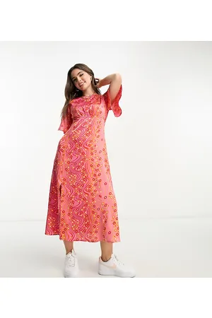 Influence Petite Vestito da giorno midi in raso a fiori