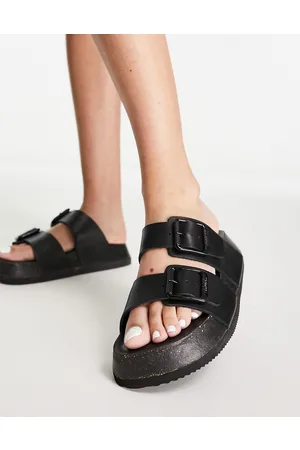 Bronx Veran-o - Sandali neri in pelle con doppie fascette