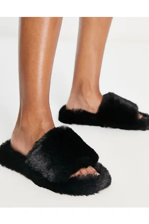 Loungeable Pantofole stile sliders nere super soffici