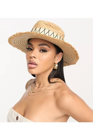 South Beach Cappello fedora color cuoio con bordi sfrangiati