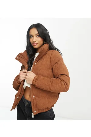 Brave Soul Petite - Slay - Piumino in velluto a coste color cuoio