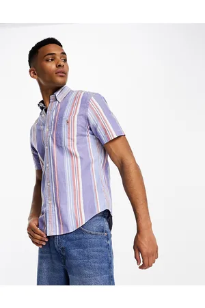 Ralph Lauren Camicia Oxford custom fit /bianca a righe multicolore con maniche corte