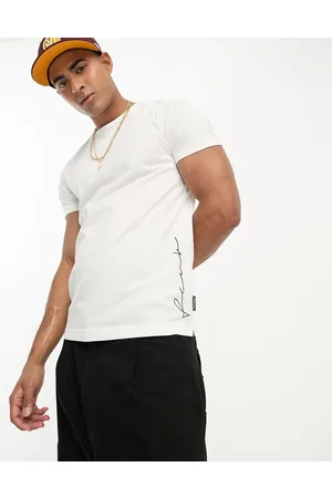French Connection FCUK - T-shirt bianca con logo laterale