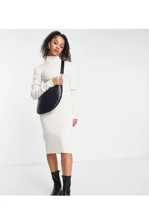 Brave Soul Tall - Juliet - Vestito maglia accollato color crema