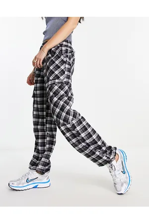 ASOS Pantaloni cargo spazzolati neri a quadri