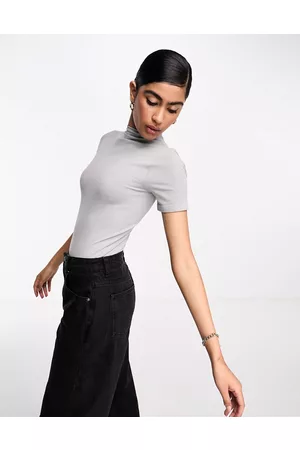 ASOS Body grigio ardesia a maniche corte senza cuciture