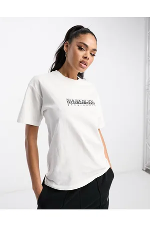 Napapijri T-shirt comoda bianca con logo riquadrato