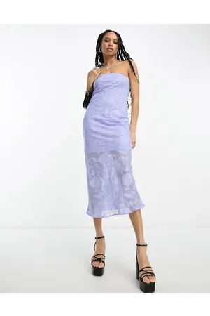 ASOS Vestito midi a fascia in jacquard fiordaliso