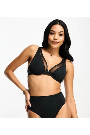 Wolf & Whistle Esclusiva Coppe Grandi - Mix & Match - Slip bikini a vita alta neri in rete
