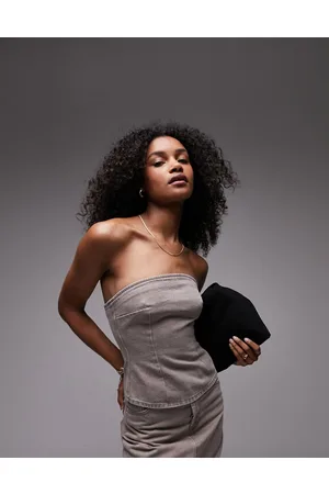Topshop Corsetto in denim grigio