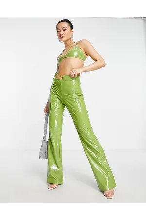 Missyempire Pantaloni in vinile oliva in coordinato